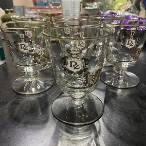 Set Of 7 - Vintage Libbey Apothecary Pharmacy Rx Gold Trim Barware  MCM